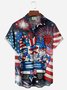 Flag Gnome Fireworks Print Men's Stand Collar Button Pocket Shirt