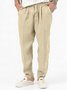 JoyMitty Nature  Fiber Pants Loose Plus Size Men's Plain Pocket Casual Beach Pants