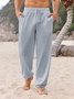 JoyMitty Men's Basic Casual Pants Drawstring Loose Plus Size Beach Pants