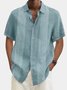 Cotton Linen Breathable Men's Hawaiian Short Sleeve Button-Up Shirt