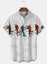 JoyMitty Hawaiian Parrot Leaf Print Men's Button Down Pocket Shirt