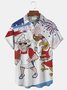 American Flag Independence Day 4th July Print Beach Men's Hawaiian Oversized Shirt With Pocket