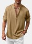 JoyMitty Nature  Fiber Shirt Men's Vintage Basics Casual Button Down Loose Long Sleeve Shirt