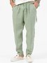 JoyMitty Nature  Fiber Pants Loose Plus Size Men's Plain Pocket Casual Beach Pants