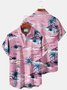 JoyMitty Beach Vacation Pink Men's Hawaiian Shirts Island Coconut Tree Art Stretch Plus Size Aloha Holiday Camp Shirts