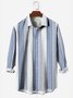 JoyMitty Casual Striped Print Men's Long Sleeve Button Pocket Shirt