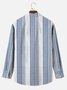 JoyMitty Casual Striped Print Men's Long Sleeve Button Pocket Shirt