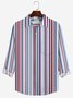 JoyMitty Casual Striped Men's Long Sleeve Shirts Gradient Men's Camp Pocket Art Shirts