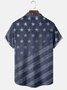 Holiday American Flag Blue Men's Hawaiian Shirts Cartoon Rooster Art Stretch Plus Size Aloha Camp Pocket Shirts