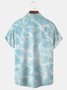 Water Ripple Print Beach Men's Hawaiian Oversized Shirt with Pockets Wrinkle Free Shirt