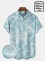 Water Ripple Print Beach Men's Hawaiian Oversized Shirt with Pockets Wrinkle Free Shirt