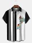 Men's Music Bird Watercolor Print Casual Short Sleeve Hawaiian Shirt
