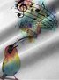 Men's Music Bird Watercolor Print Casual Short Sleeve Hawaiian Shirt