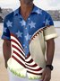 Golf Flag Print Beach Men's Hawaiian Oversized Shirt with Pockets