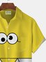 JoyMitty Retro 60s Cartoon Print Men's Button Pocket Shirt