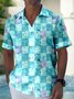 Water Ripple Checkerboard Print Beach Men's Hawaiian Oversized Shirt with Pockets