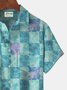 Water Ripple Checkerboard Print Beach Men's Hawaiian Oversized Shirt with Pockets