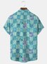 Water Ripple Checkerboard Print Beach Men's Hawaiian Oversized Shirt with Pockets