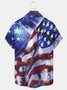 JoyMitty American Flag Dinosaur Print Beach Men's Hawaiian Oversized Short Sleeve Shirt with Pockets