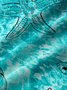Beach Vacation Light Green Men's Hawaiian Shirts Pool Water Ripple Starfish Art Large Size Aloha Camp Pocket Shirts