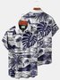 JoyMitty Beach Vacation Men's White Hawaiian Shirts Coconut Tree Island Art Stretch Plus Size Aloha Camp Pocket Shirts