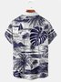 JoyMitty Beach Vacation Men's White Hawaiian Shirts Coconut Tree Island Art Stretch Plus Size Aloha Camp Pocket Shirts