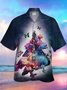 JoyMitty Gradient Guitar Butterfly Print Beach Men's Hawaiian Oversized Shirt