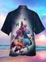 JoyMitty Gradient Guitar Butterfly Print Beach Men's Hawaiian Oversized Shirt