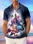 JoyMitty Gradient Guitar Butterfly Print Beach Men's Hawaiian Oversized Shirt