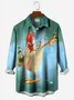 JoyMitty Vintage Gradient Kung fu Rooster Men's Button Pocket Shirt