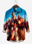 JoyMitty Vintage Rooster Gradient Men's Button Pocket Long Sleeve Shirt