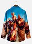 JoyMitty Vintage Rooster Gradient Men's Button Pocket Long Sleeve Shirt