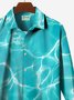 JoyMitty Hawaiian Water Ripple Green Print Men's Button Down Pocket Long Sleeve Shirt