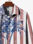 JoyMitty Hawaiian Coconut Tree Flag Print Men's Button Pocket Long Sleeve Shirt