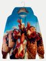 JoyMitty Vintage Rooster Gradient Print Men's Pocket Hoodie