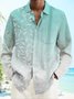 JoyMitty Hawaiian Ombre Floral Print Men's Button Down Pocket Long Sleeve Shirt