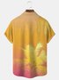 JoyMitty Ombre Coconut Tree Print Beach Men's Hawaiian Oversized Short Sleeve Shirt with Pockets