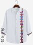 JoyMitty Natural Fiber Guayabera Casual Men's Vacation Big and Tall Long Sleeve Shirt