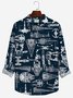 JoyMitty 50's Retro Aerospace Technology Men's Casual Long Sleeve Shirts Stretch Large Size Cartoon Print Button Camp Shirts