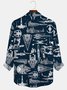 JoyMitty 50's Retro Aerospace Technology Men's Casual Long Sleeve Shirts Stretch Large Size Cartoon Print Button Camp Shirts