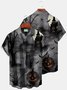 Vintage Halloween Holiday Men's Shirt Castle Black Cat Pumpkin Cartoon Ghost Art Stretch Plus Size Aloha Camp Shirts