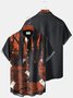 JoyMitty Vintage Halloween Holiday Men's Shirts Castle Forest Cartoon Ghost Art Stretch Plus Size Aloha Camp Shirts