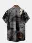 Vintage Halloween Holiday Men's Shirt Castle Black Cat Pumpkin Cartoon Ghost Art Stretch Plus Size Aloha Camp Shirts