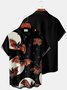 JoyMitty Vintage Halloween Holiday Men's Shirts Cartoon Bat Art Stretch Plus Size Aloha Camp Shirts