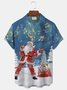Santa Sing Music Print Beach Men's Hawaiian Oversized Shirt with Pockets