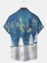 Santa Sing Music Print Beach Men's Hawaiian Oversized Shirt with Pockets