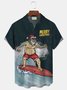 Surf Tattoo Santa Print Beach Men's Hawaiian Oversized Shirt with Pockets