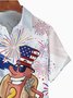 JoyMitty BBQ Sausage Flag Print  Men's Hawaiian Oversized Shirt with Pockets