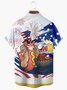 JoyMitty BBQ Sausage Flag Print  Men's Hawaiian Oversized Shirt with Pockets
