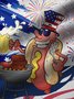 JoyMitty BBQ Sausage Flag Print  Men's Hawaiian Oversized Shirt with Pockets